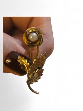 Henry Griffith And Sons Gold Flower Pearl Pin Brooch 1/20 12k GF